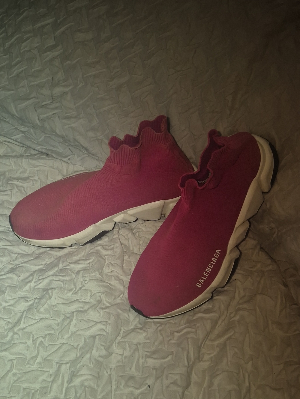 Balenciaga Sock Sneaker in Deep Magenta with White Sole